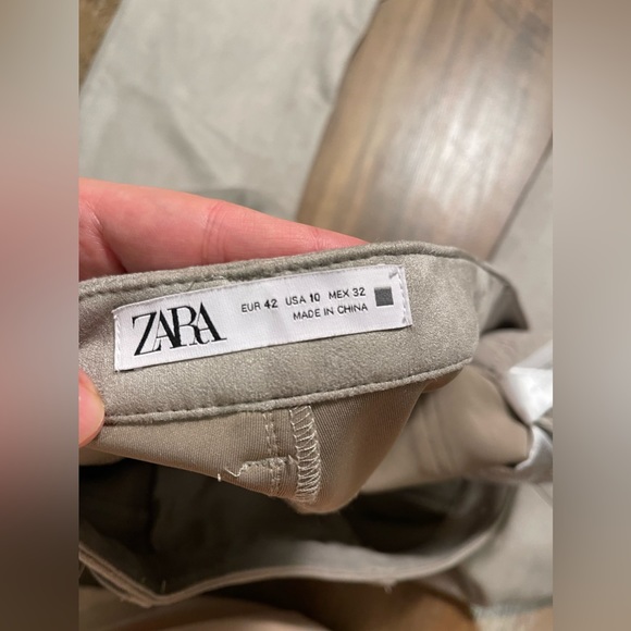 Grey slim faux suede slit high rise flare pants - Picture 3 of 12